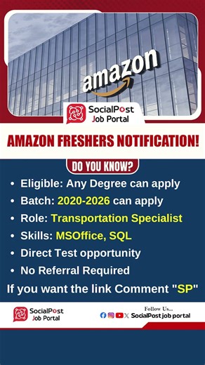 Amazon Jobs For Freshers | Amazon Recruitment 2026 | Fresher Jobs #itjobs #freshersjobs #jobupates