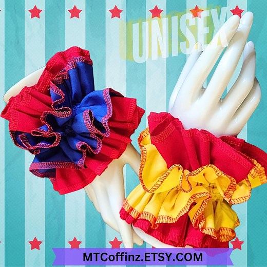 Primary Color Clown Ruffle Cuff Set Traditional Cotton Clowncore Bracelet Harlequin Accessories Jestercore Kidcore Childcore - Etsy