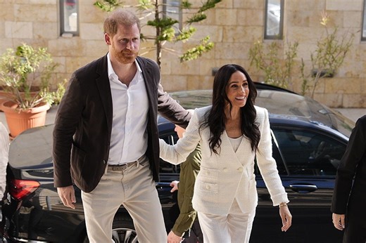 Duchess Meghan Is Pristine in a White Suit as She and Harry Kick Off Their Visit to Jordan