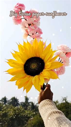 diy tissue paper sunflower/how to make sunflower using tissue paper/diy asthetic sunflower easily