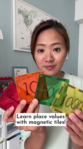 Learn place values with these magnetic tiles! #learningisfun #homelearning #handsonlearning #preschoolactivities #learnontiktok