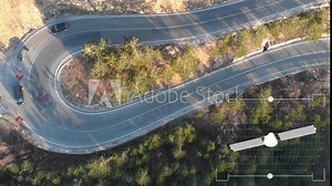 AI assistance, crime tracking car, satellite identifying target, motion graphics