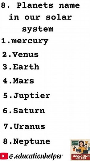 8 Planets Names in our solar system