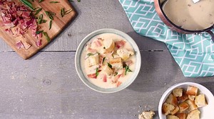 Loaded Potato Soup is just one of the new varieties we have in-store! It's available in 300mL and 580mL packages, so you can heat up a quick bowl for just yourself or serve it as part of a delicious family dinner. Click through to shop all our new soups now >> | M&M Food Market