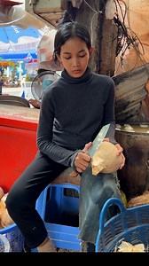 Cambodian Girl Selling Fresh Coconut Water - Fruit Cutting Skills - Cambodia Street Food Price : USD 1 #fruit #streetfood #cambodia #coconut | Foodie Mama Office