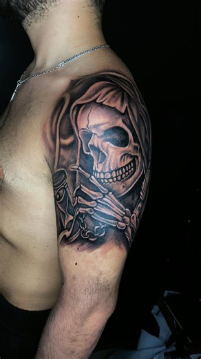 Angel of DEATH Grim reaper shoulder tattoo #tattoo #tiktok #lebanon #fyp #people
