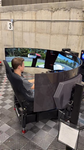 AMS 2 graphics on the triple 45” OLED’s on a P1 = perfection. 🏎️ 💨 | Podium 1 Racing