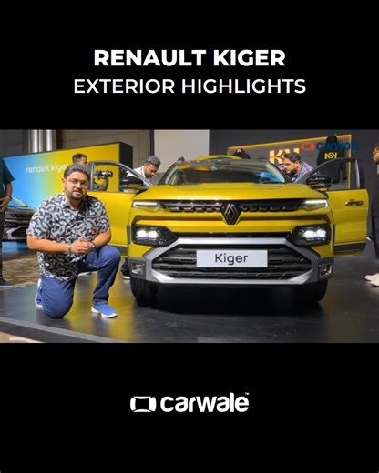 The Renault Kiger grabs attention with its bold front grille, sleek LED DRLs, sporty alloy wheels, and coupe-inspired rear design that gives it a strong road presence. Watch this reel to explore the Kiger’s exterior highlights from every angle! To know more download the CarWale app: http://bit.ly/3NRVDED [Renault, Kiger, Reel, Face on camera, Petrol, SUV, Exterior Highlights] #renault #kiger #renaultkiger #cwreels #carreels #cars #automobiles #carupdates #carlovers #suv | CarWale