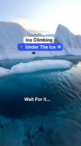 Ice climbing under the ice in a blue glacial pool 🧊 🇮🇸 #iceland #blueice | Ice Pic Journeys