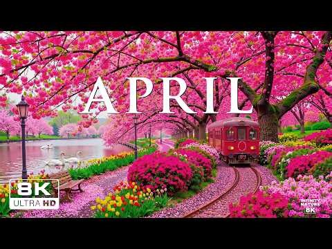 April Spring Flowers 8K 🌸 Flying Over Infinite Carpets of Wildflowers and Pristine Cherry Groves