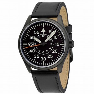 Islander Black DLC Aviator Automatic Watch with Leather Strap and an Anti-Reflective Sapphire Crystal #ISL-81