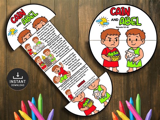 Cain and Abel Folding Surprise Bible Story Craft, Bible Craft, Bible Lesson, Memory Game, Sunday School, Sunday Activities, Cain and Abel - Etsy