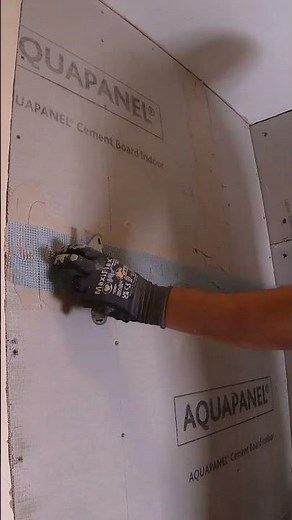How We Taped and Filled Cement Board #diy #bathroom #diyprojects