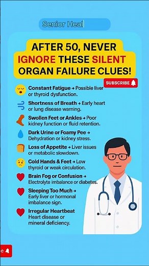 9 Silent Organ Failure Warnings After 50 🚨 Don’t Ignore These Signs