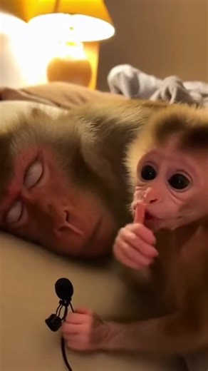 He got too loud 😅 #babymonkey #mom #funny #fyp #prank