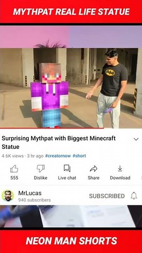 @Mythpat Reacts to his REAL LIFE STATUE Minecraft | Mythpat Minecraft Facts | #shorts