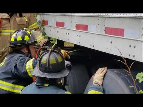 How quickly lift tractor trailer box with two airbags Task Force 1, Inc.