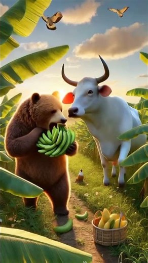 beautiful story of a cow 🐄 and a bear 🐻 #youtubeshorts #ai #shorts #viralshorts #animals #ytshorts