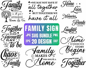 Family Sign Svg Bundle, Family Quote Svg, Farmhouse Quotes, Home Sign, Decoration Pack, Instant Downloads, Cut File for Cricut, Silhouette - Etsy