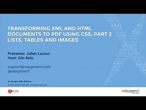Webinar: Transforming XML and HTML documents to PDF using CSS, Part 2 – Lists, Tables and Images