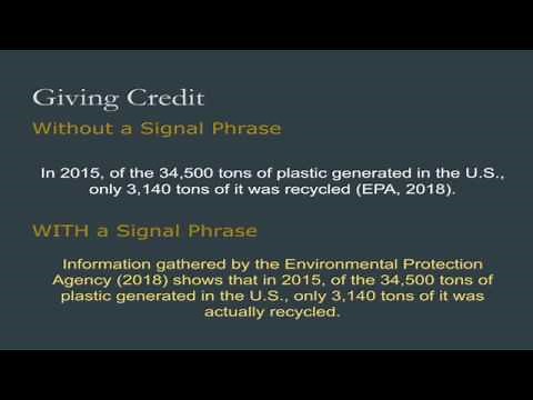 Using Signal Phrases (APA)
