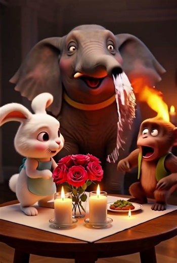 Funny Cartoon Love Story 😂 | Monkey Rabbit Elephant at UK Restaurant 🐒🐰🐘 | Animated Short Film