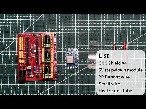Added step-down module to CNC Shield V4. Winding machine parts kit assembly process
