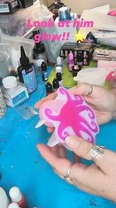 34 reactions | Y'all knew I had to make a baby octopus glow in the dark!! 藍殺 If you like him share please! #Octopus #glowing #glowinthedarkresin #glowinthedark #seaanimals #ocean #craft #resinart @folllowers #friends | Resin Into Creations With Lainie | Facebook