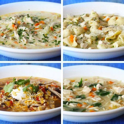 Chicken Soup 4 Ways Tired of the same old soup? Try one of these delicious chicken soups. #sponsored | Tasty