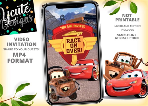Cars Birthday Party Animated Video Invitation | Race Car | Personalized Same Day - Etsy Canada