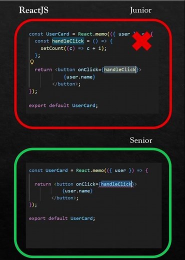 Junior vs senior react-js developer , useCallback #shorts #viralshorts #coding #react