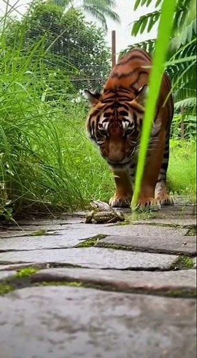 The Tiger's 'Freeze' Challenge, Initiated by a Frog