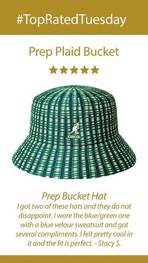 #TopRatedTuesday Prep Plaid Bucket by Kangol ⭐️⭐️⭐️⭐️⭐️ Prep Bucket Hat I got two of these hats and they do not disappoint. I wore the blue/green one with a blue velour sweatsuit and got several compliments. I felt pretty cool in it and the fit is perfect. - Stacy S. SHOP NOW AT HATS.COM | HATS.COM | Facebook