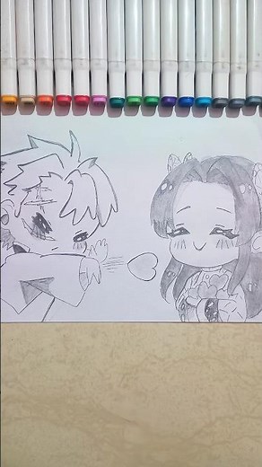 drawing sanemi💨x kanae🦋chibi version | demon slayer #anime#kanae #sanemi#sanekana #drawing#fypviralシ