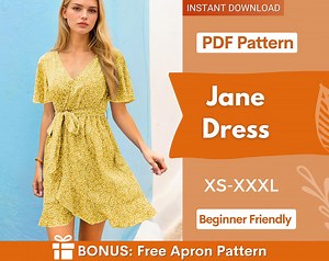 Summer Dress Sewing Pattern | XS-XXXL | Wrap Dress Pattern | Midi Dress Pattern | Women Sewing Pattern | Women Dress - Etsy