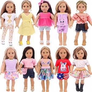 K.T. Fancy 10 Sets American 18 Inch Doll Clothes and Accessories Include Doll Clothing Dress Swimsuits Fit for 18 inch Dolls (No Doll)
