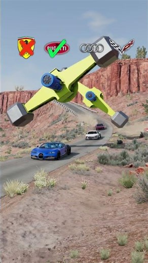 Which supercar survives the giant hammer in BeamNG.drive?