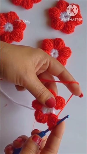 Crochet 🥀🌿🥀Pom pom Flower Tutorial For Beginners #diyflower#crochetpattern