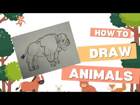 HOW TO DRAW A BISON FOR KIDS | STEP BY STEP BASICS EASY DRAWING | PENCIL SKETCH