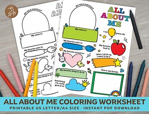 All About Me Coloring Worksheet, Printable Back to School About Me, Kids Get to Know Me Homeschool Sheet - Etsy Canada