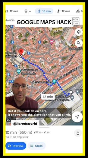 Use this tip for Google Maps on your next vacation — because nothing is more humbling than carrying luggage up endless flights of stairs (IYKYK) 😅 (via itsrodsworld on TikTok) | NowThis