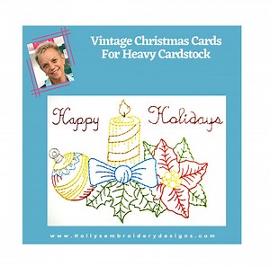 Vintage Christmas Cards Machine Embroidery Designs: Redwork Style (digital Download) - Etsy