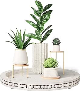 Amazon.com: Tray Decor Table Trays Decorative - 12" Beaded Round Trays Home Decor Rustic Farmhouse Table Decor Coffee Table Centerpiece White Wood Tray Decorations for Table Living Room Kitchen Bedroom : Home & Kitchen