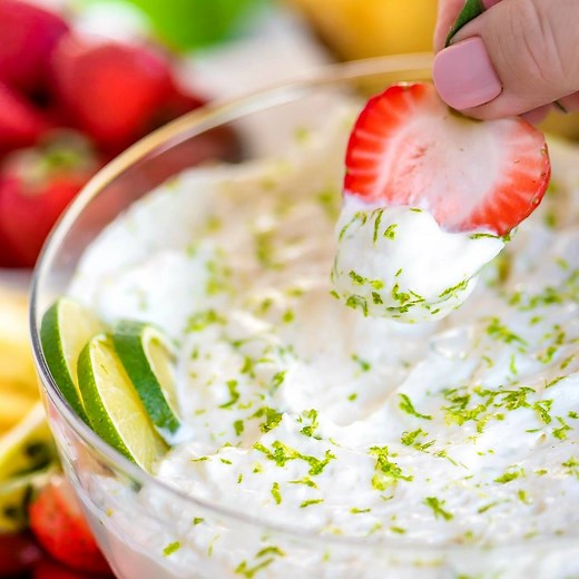 102K views · 112 reactions | KEY LIME PIE DIP - sweet, tart and perfectly refreshing. Five minutes and five ingredients are all you need! 諾 PRINT RECIPE HERE >> https://www.momontimeout.com/key-lime-pie-fruit-dip/ | Favorite Recipes | Facebook