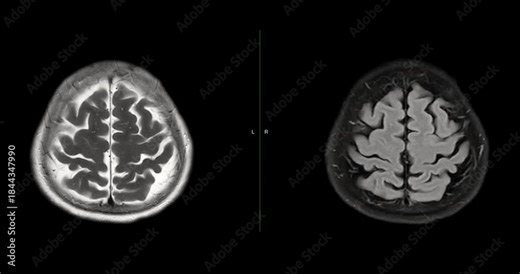 MRI brain footage showing normal anatomy with no abnormal findings. Clear visualization of brain structures highlights healthy neurological status. Ideal for medical education.