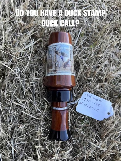 Handmade duck call with a real duck stamp. Makes a great gift!