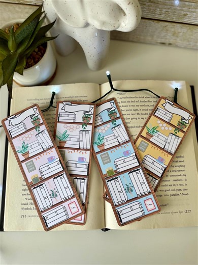 Bookshelf Bookmark Double Sided | Reading Log Bookmark | 4 Colors | Reading Tracker | Printed on Cardstock Paper - Etsy