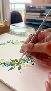 934K views · 10K reactions | Forget me Not wreath ! Easy and quick one for all beginners to try. Painted on artphilosophy watercolor paper with Himi watercolor and brush . #watercolor #watwrcoloring #watercolorpainting #watercolorart #watercolours #watercolorillustration #illustration #wildflowers #ａｅｓｔｈｅｔｉｃ #aestheticart #arttrends | spicingcolours | Facebook