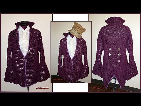 How to Crochet Tutorial: DIY Steampunk Cardigan Jacket by YARNutopia