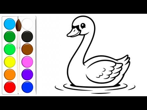 How to Draw Cute Swans for Kids 🦢 Easy Swan Drawing Step by Step | Kids Art Tutorial |